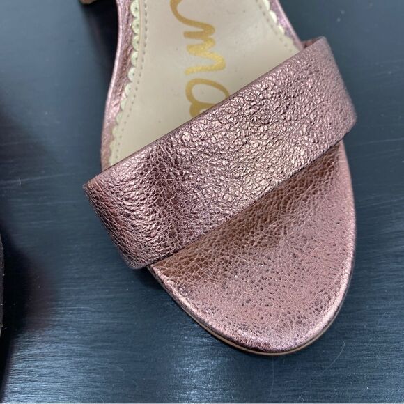 Sam Edelman Yaro Metallic Block Heel Ankle Strap Sandals Copper Pink 7 - Picture 8 of 12